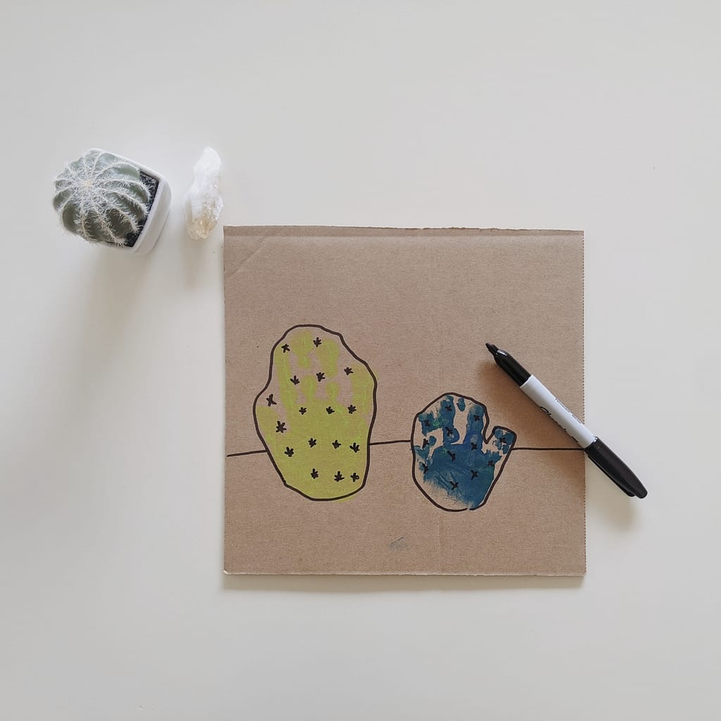 Cactus Handprint Craft _ Drawing Step Completed _ Abbie Ulstad