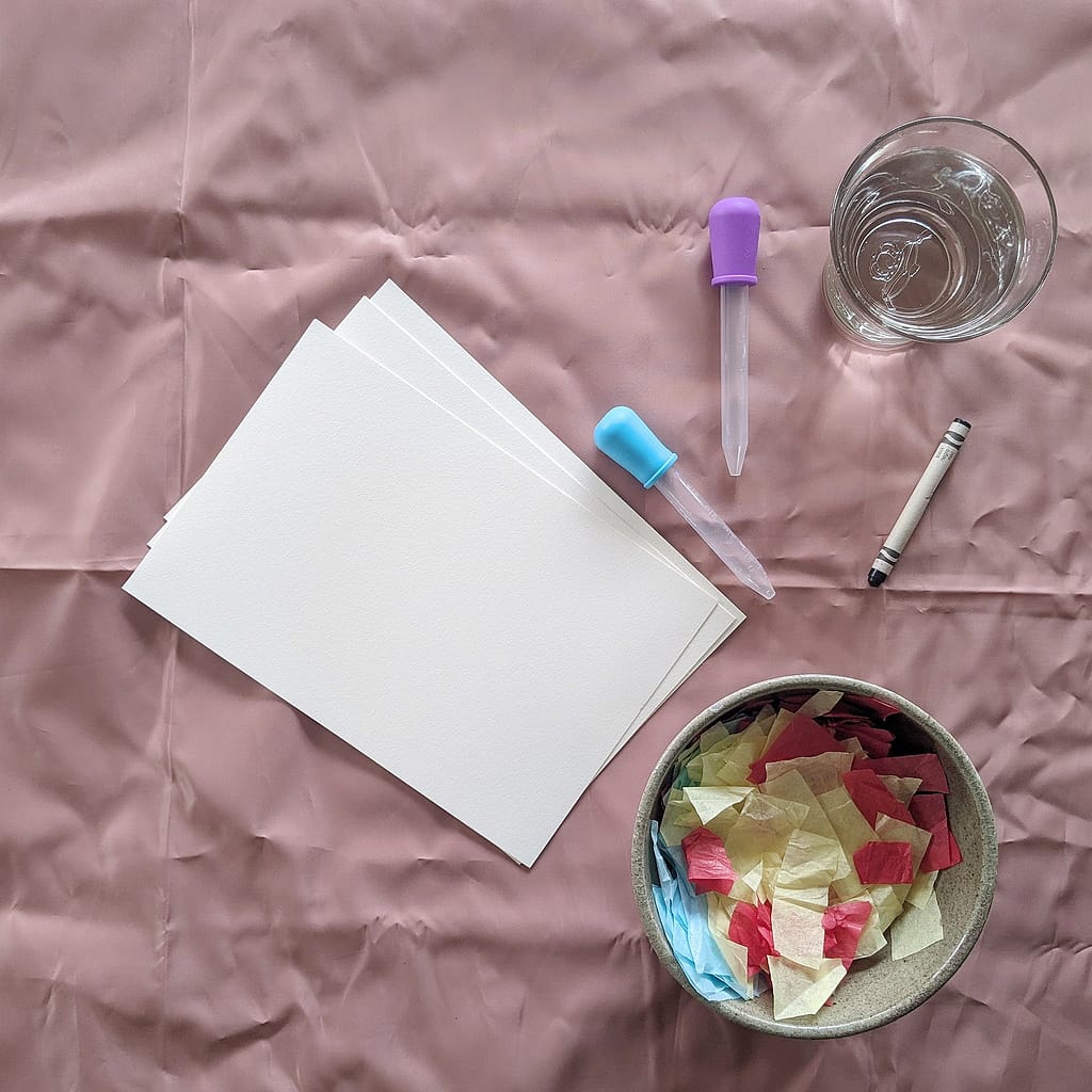 material flat lay _ painting with tissue paper _ Abbie Ulstad _ GGH