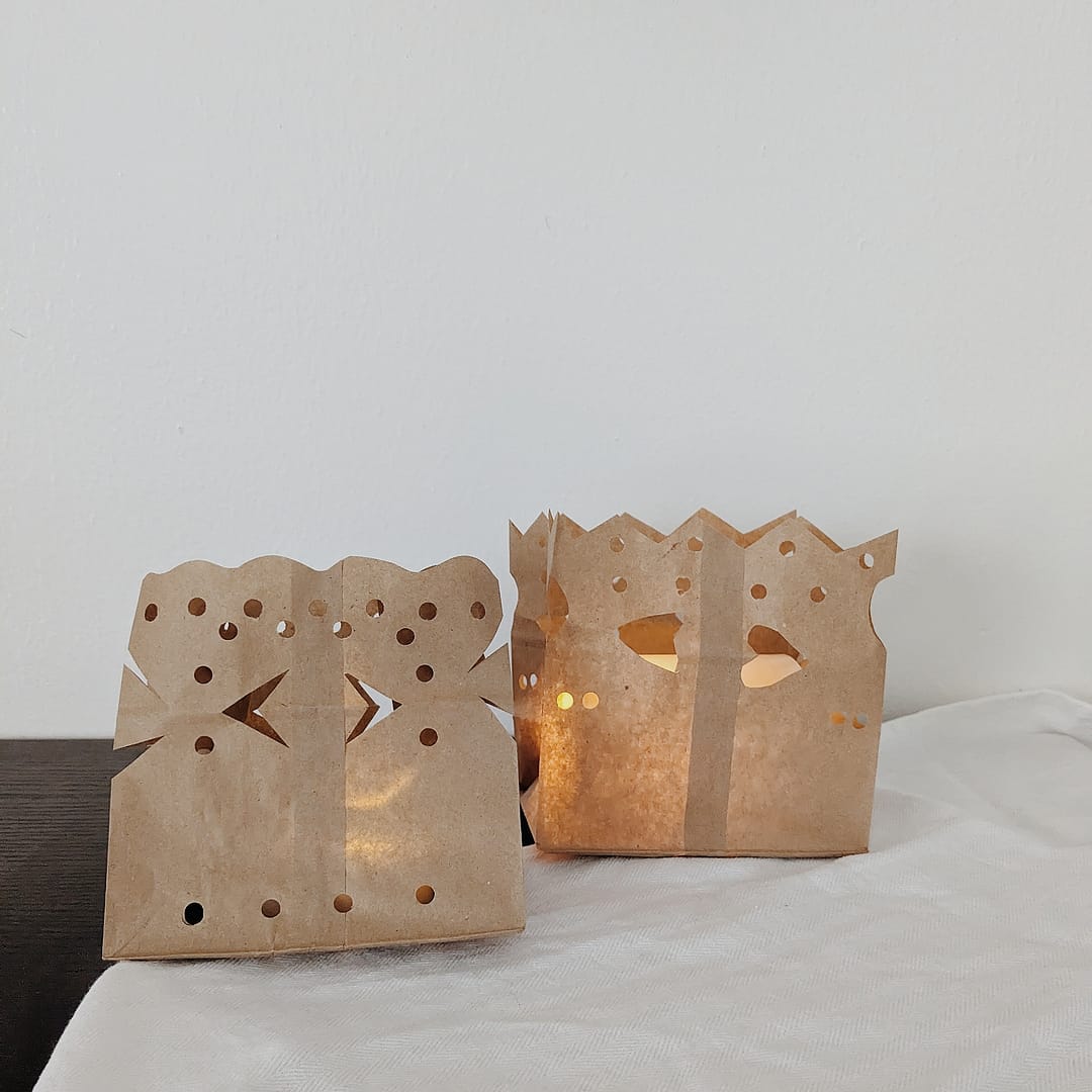 Paper Bag Luminaries _ Completed Lanterns on Shelf _ Abbie Ulstad _ GGH