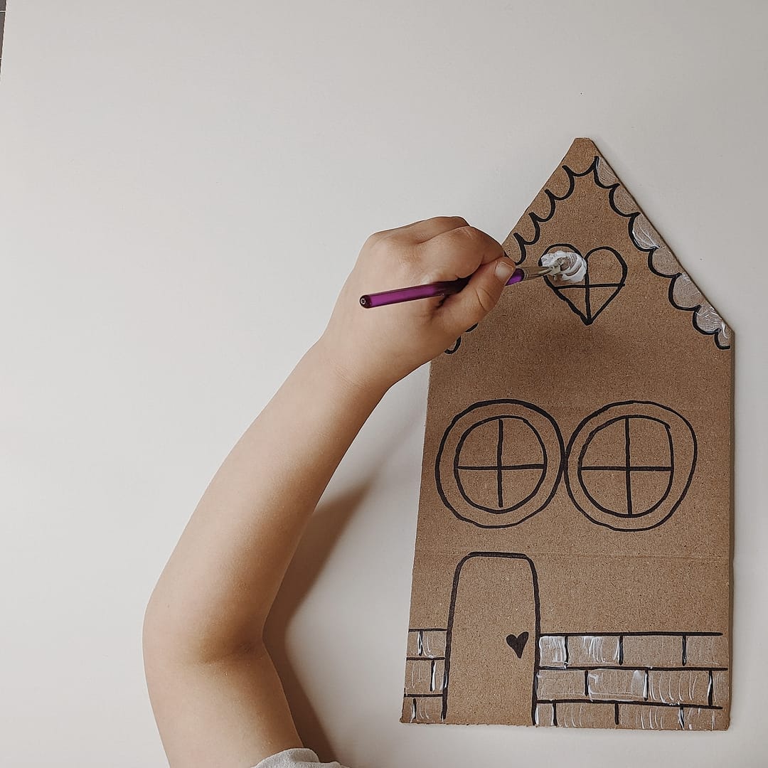 Cardboard Norwegian Houses _ Preschooler Painting _ Abbie Ulstad _ GGH